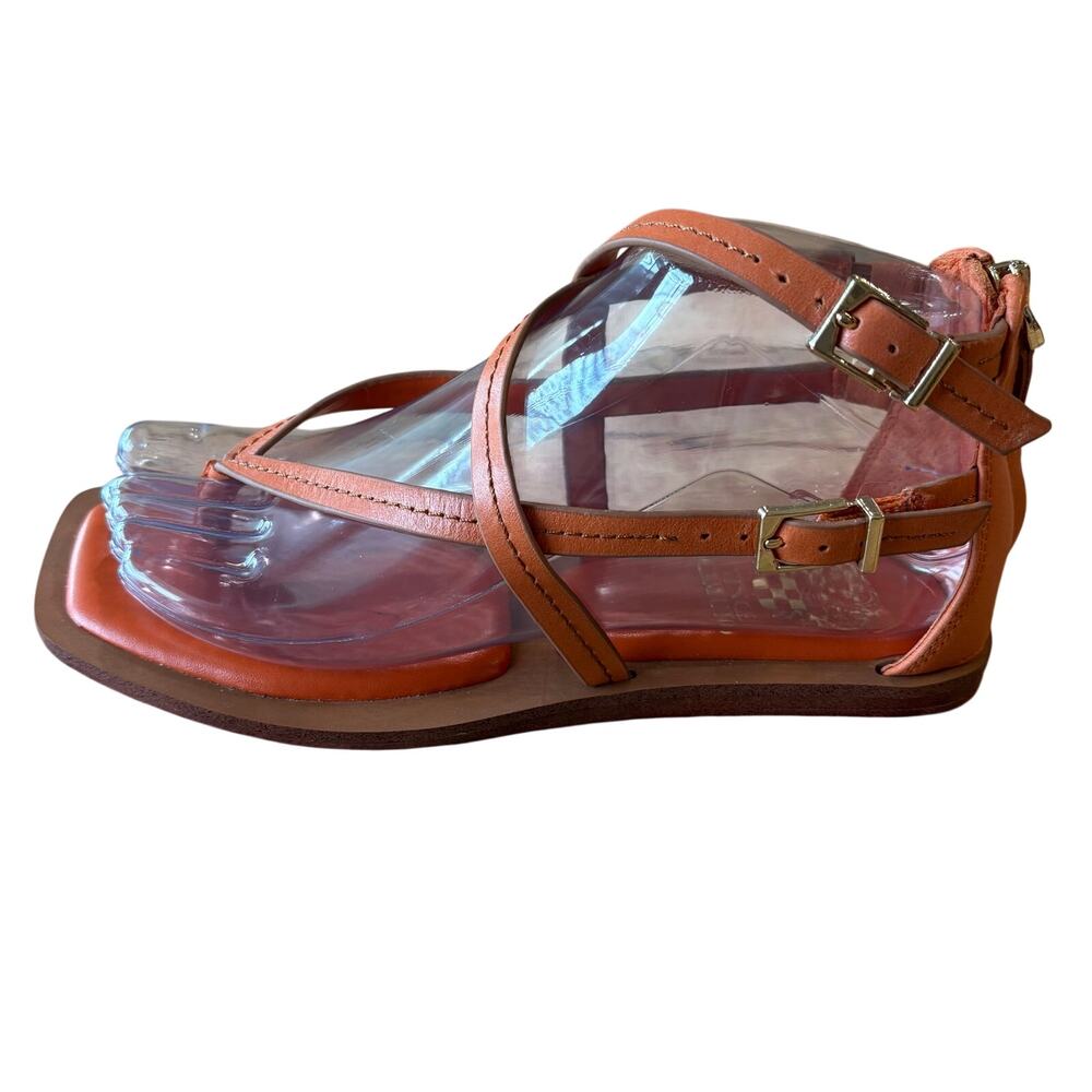 VINCE CAMUTO Brenndie Leather Strappy Gladiator Sandal apricot Orange Flat 6M